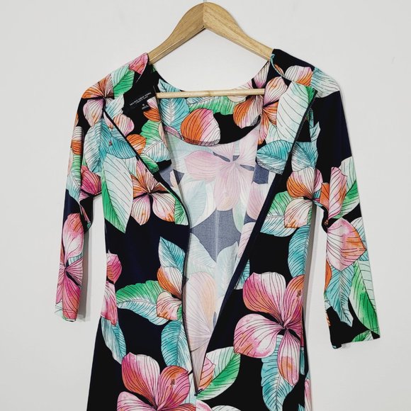 Marc New York 3/4 Sleeve Tropical Floral Scoop Neckline Casual Light Office Sz S - Picture 9 of 12